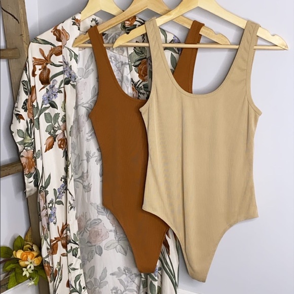❤️HP❤️Ribbed Bodysuit-Tan - Picture 5 of 9